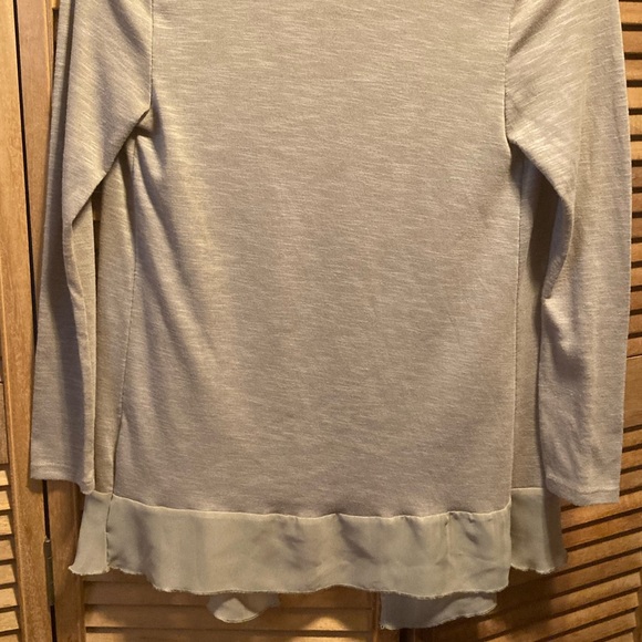 Metaphor Tan Open Front Chiffon Trim Cardigan - Picture 11 of 12
